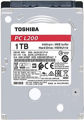Жесткий диск HDD Toshiba L200 1TB (HDWL110UZSVA)