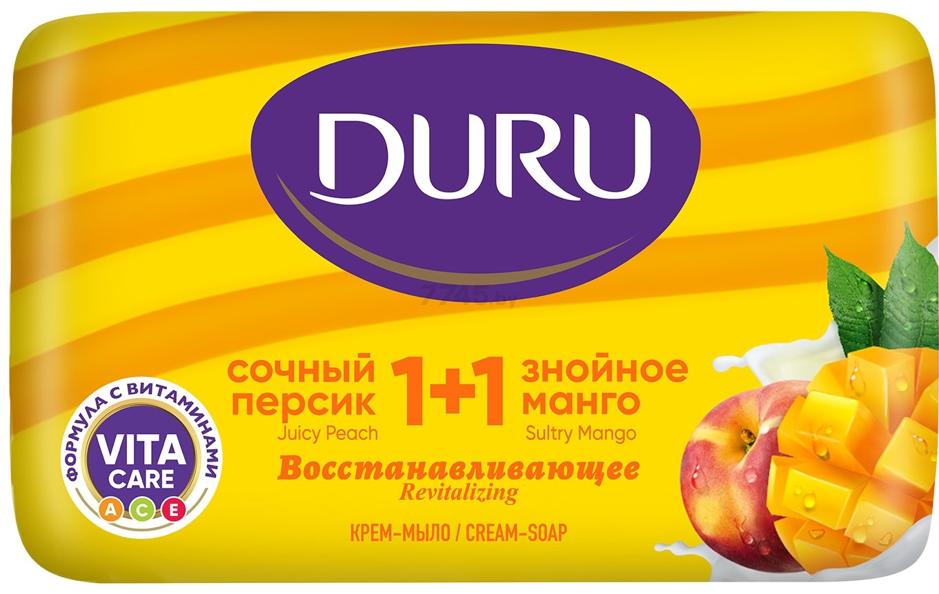 Крем-мыло туалетное DURU 1+1 Сочный персик & Знойное манго 80 г (8690506497323)