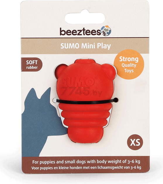 Игрушка для собак BEEZTEES Sumo Mini Play XS красный 5,5x5,5x7 см (8712695140139) - Фото 2