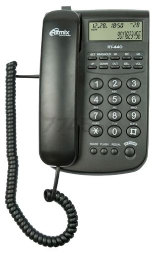 Телефон домашний проводной RITMIX RT-440 Black - Фото 2