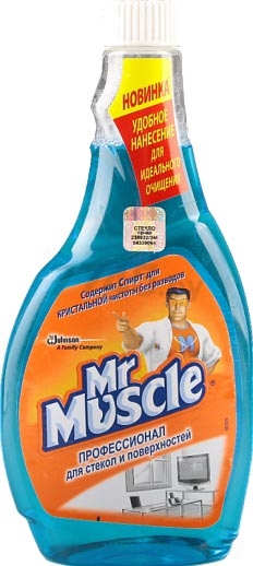 Средство для мытья стекол и поверхностей MR.MUSCLE Профессионал После дождя без триггера 0,5 л (8991030053)