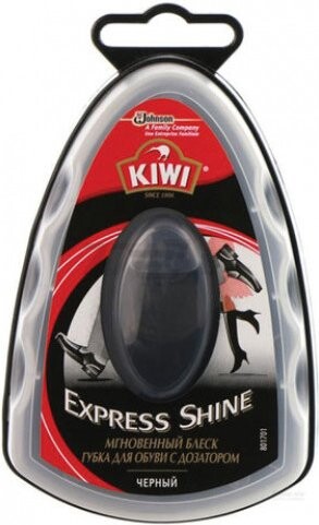 Губка для обуви из гладкой кожи с дозатором KIWI Express Shine черный (8991210133)