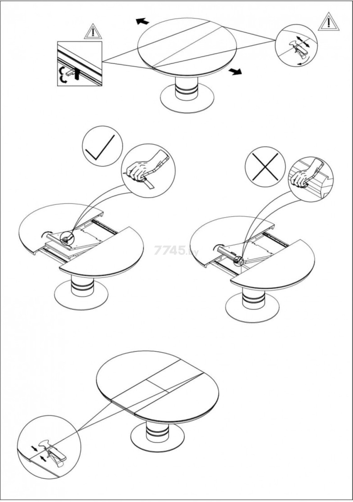 Стол кухонный SIGNAL Stratos белый лак 120-160х120х76 см (STRATOSBB120) - Фото 7