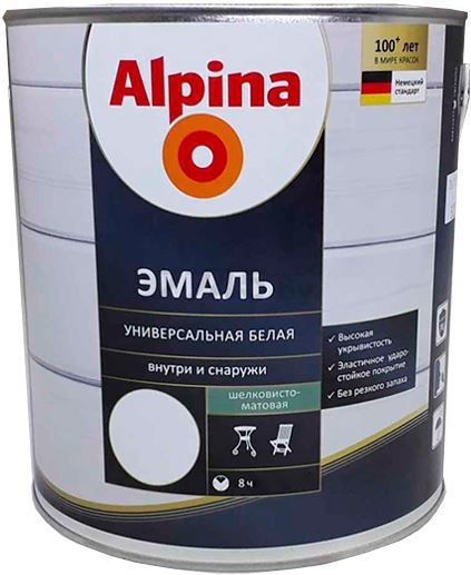 Эмаль алкидная ALPINA Универсальная белый 0,75 л (948103773)