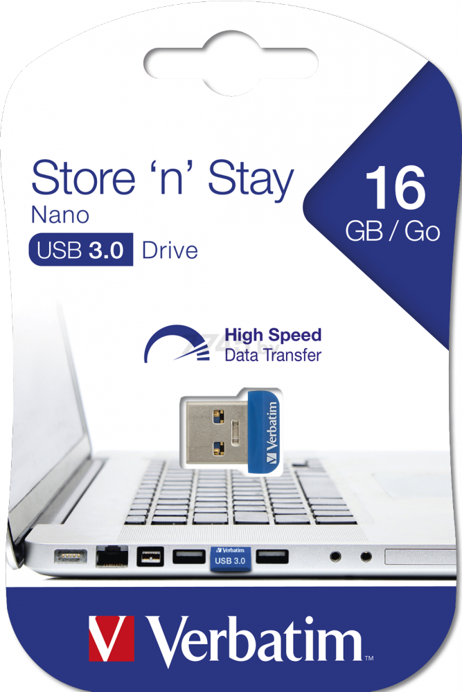 USB-флешка 16 Гб VERBATIM Nano Store 'n' Stay USB 3.0 (98709) - Фото 2