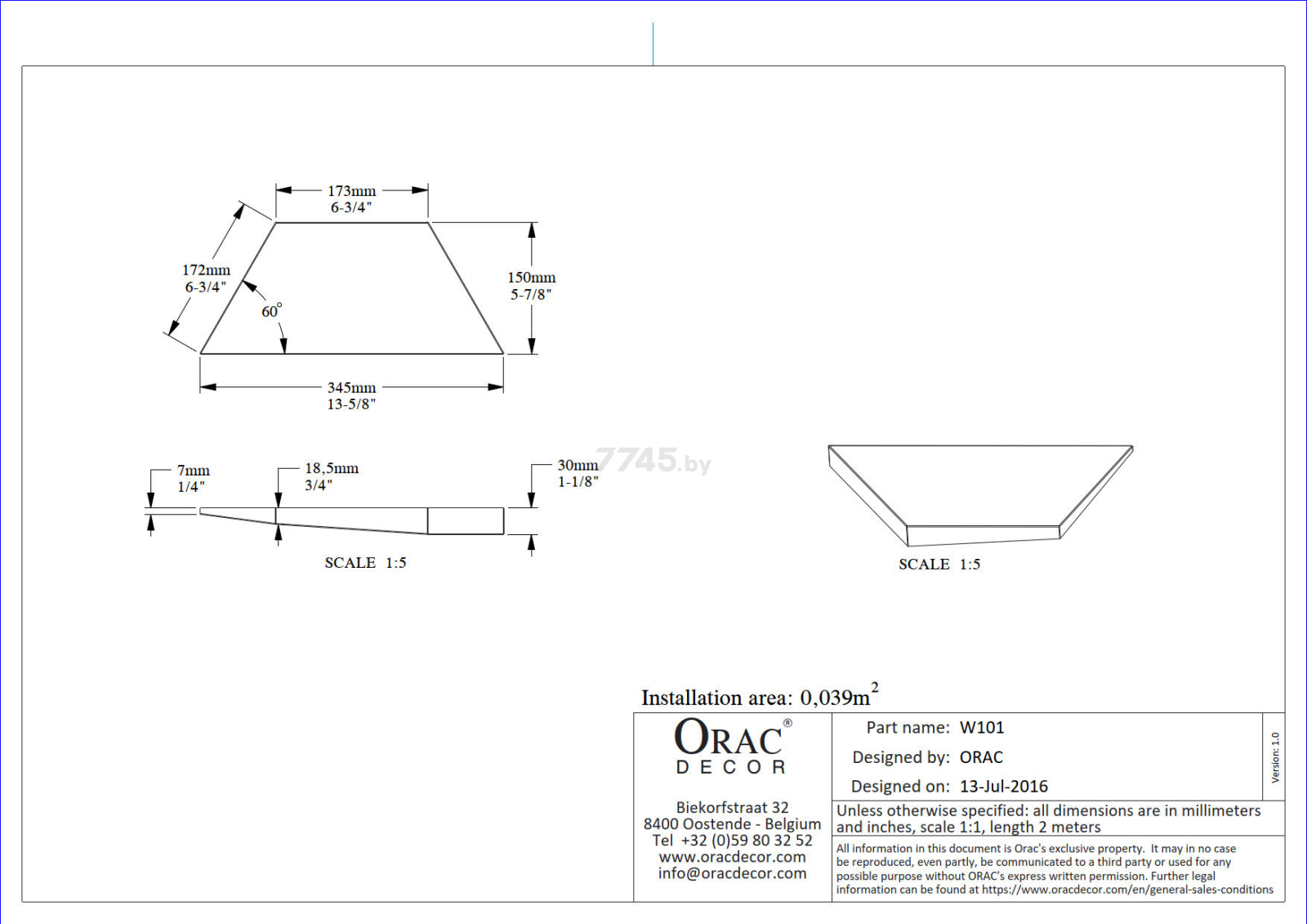 Декоративная панель ORAC DECOR 29x345x15 мм (W101) - Фото 2