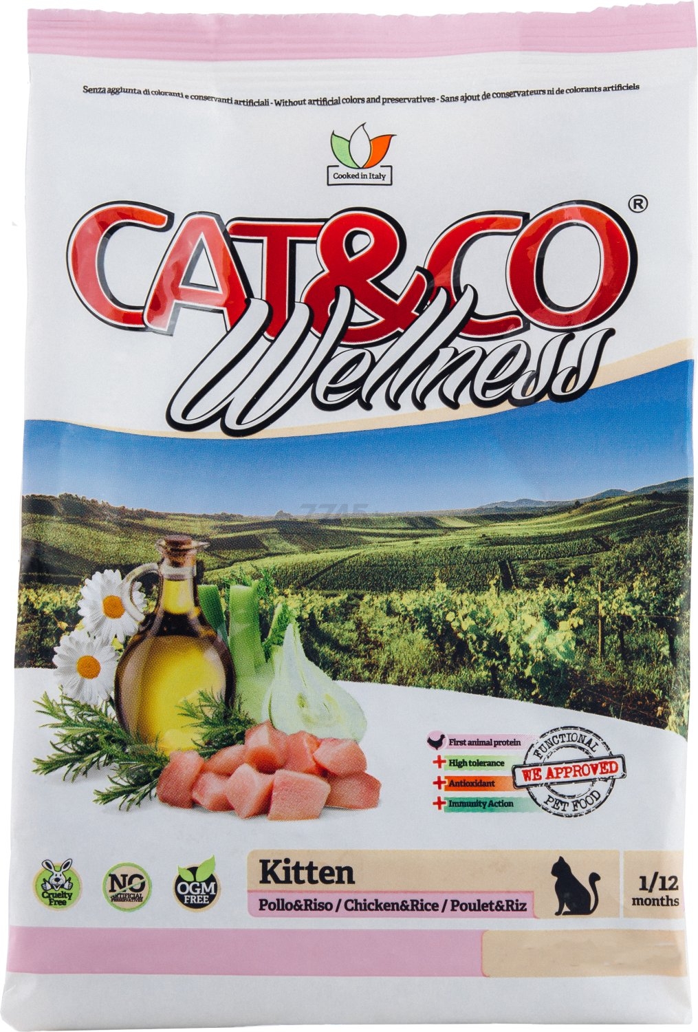 Сухой корм для котят ADRAGNA Cat&Co Wellness Kitten курица с рисом 1,5 кг (3122/15/CATW)