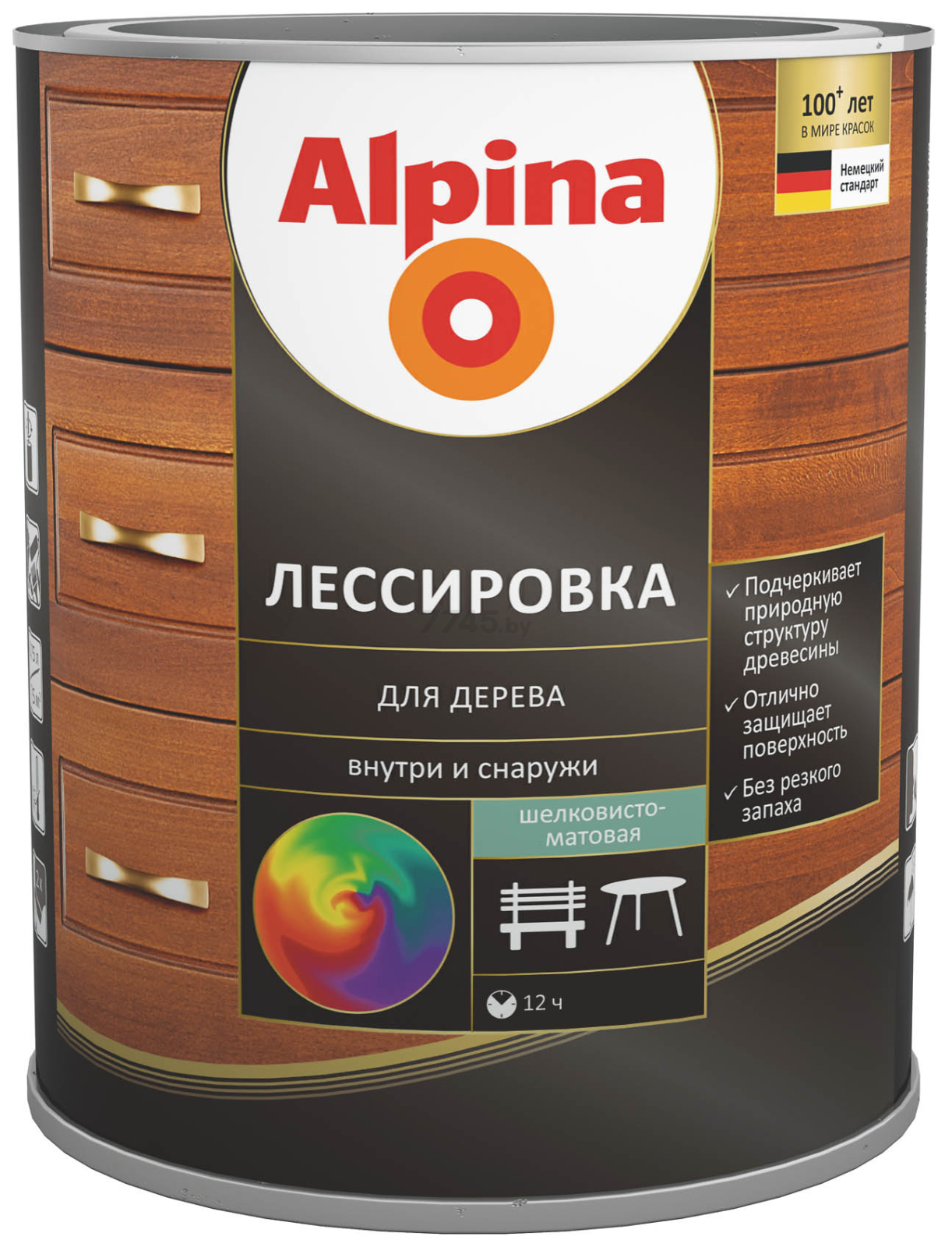 Средство защитное ALPINA Лессировка для дерева сосна 0,75 л 0,64 кг (948103878)