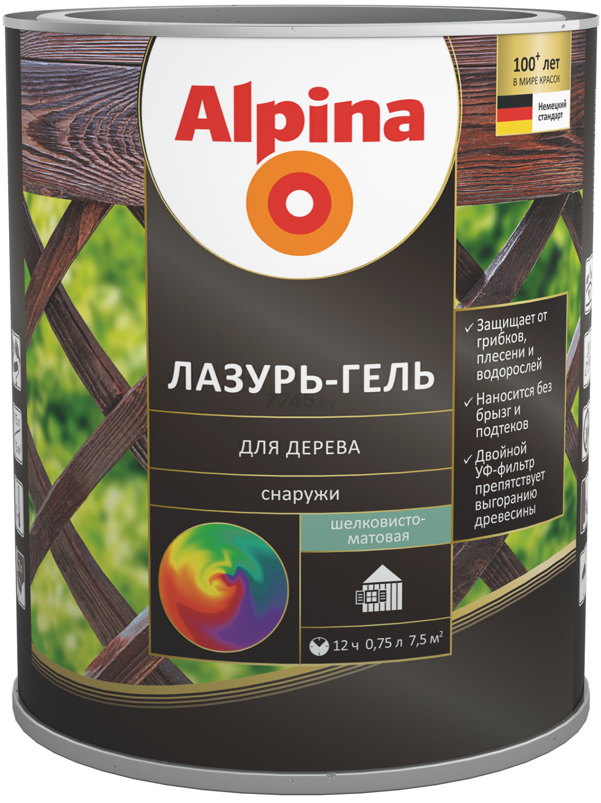 Лазурь-гель для дерева ALPINA черный 0,75 л 2 штуки