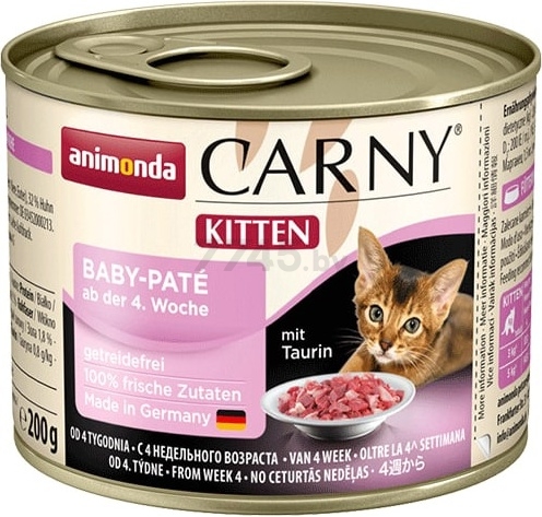 Влажный корм для котят ANIMONDA Carny Kitten Baby Pate консервы 200 г (4017721836951)