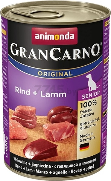 Влажный корм для пожилых собак ANIMONDA Gran Carno Original Adult говядина и ягненок консервы 400 г (4017721827331)