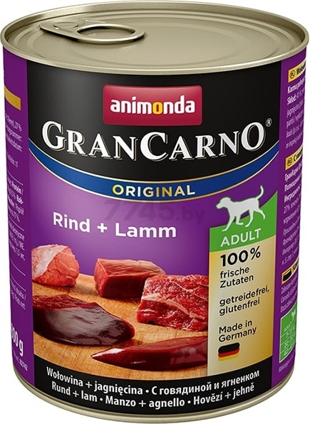 Влажный корм для собак ANIMONDA Gran Carno Original Adult говядина и ягненок консервы 800 г (4017721827423)
