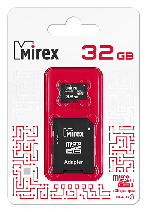 Карта памяти MIREX MicroSDHC 32 Гб UHS-I с адаптером SD (13613-ADSUHS32)