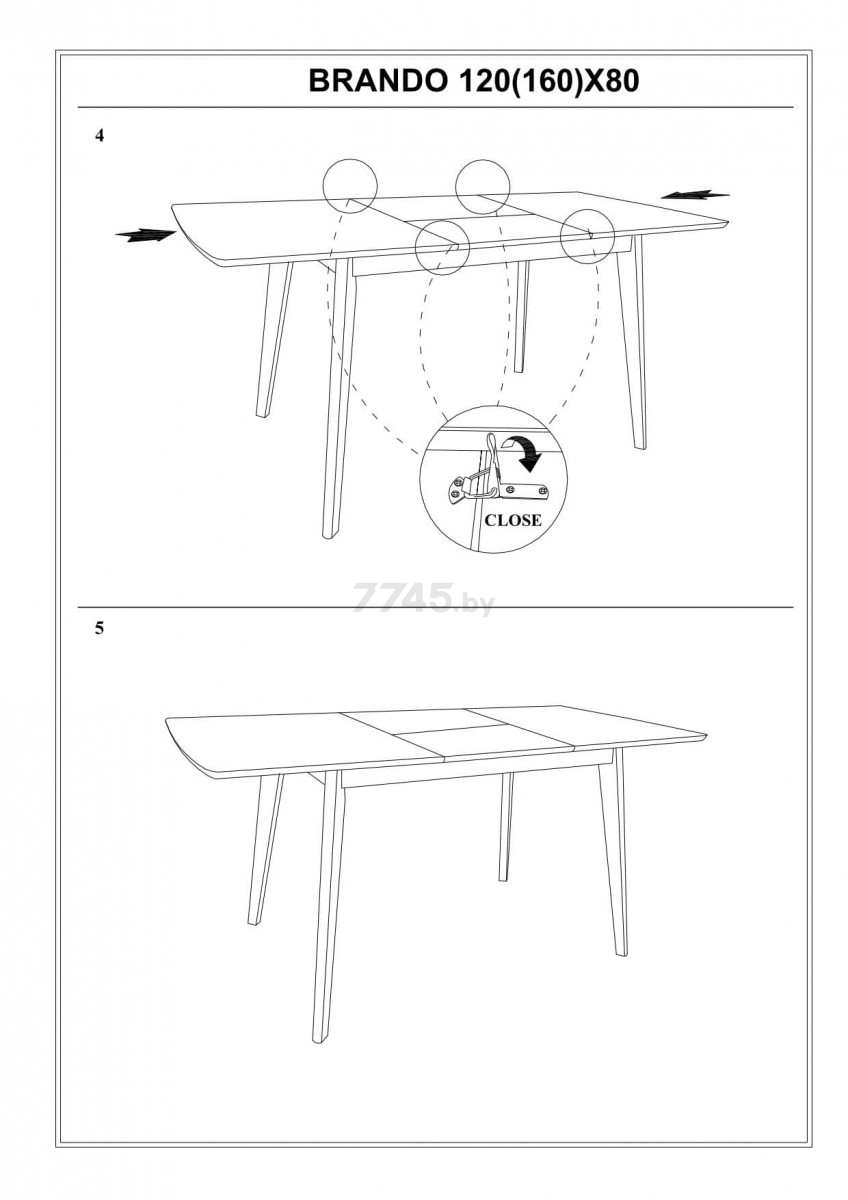 Стол кухонный SIGNAL Brando дуб 120-160х80х75 см (BRANDOD120) - Фото 5