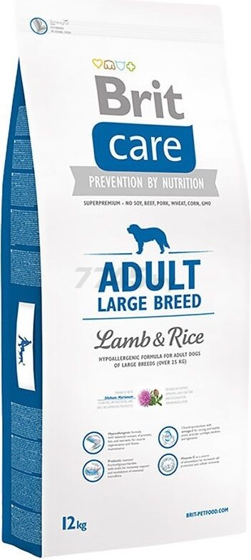 Сухой корм для собак BRIT Care Adult Large Breed ягненок с рисом 12 кг (132712)