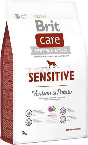 Сухой корм для собак BRIT Care Sensitive оленина с картофелем 3 кг (132746)