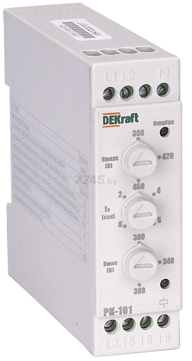 Реле контроля фаз 380 В тип 02 DEKRAFT РК-101 (23301DEK)