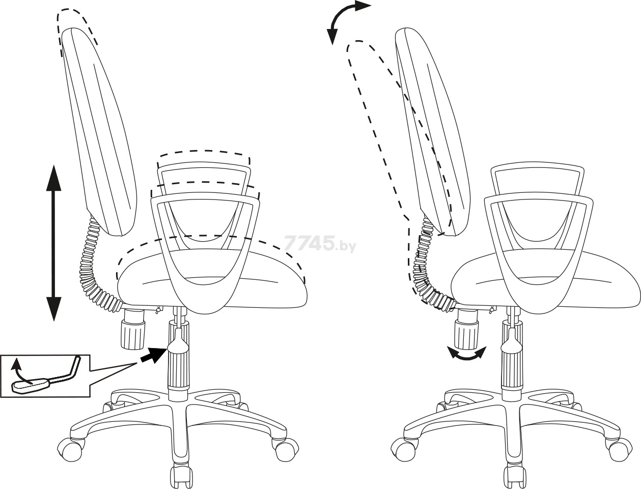 Кресло компьютерное БЮРОКРАТ CH-1300N Престиж+ кожа искусственная черный (CH-1300N/OR-16) - Фото 7