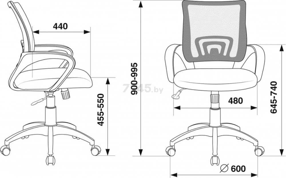 Кресло компьютерное БЮРОКРАТ CH-695N TW-38-3/TW-11 оранжевый/черный (CH-695N/OR/TW-11) - Фото 5
