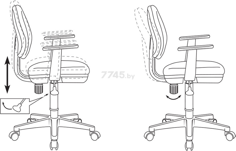 Кресло компьютерное БЮРОКРАТ CH-W356AXSN розовый (CH-W356AXSN/15-55) - Фото 4