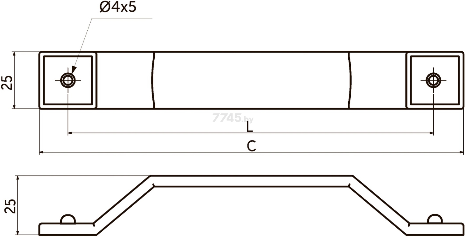 Ручка мебельная скоба AKS Tesoro-160 серый уголь (70970) - Фото 2