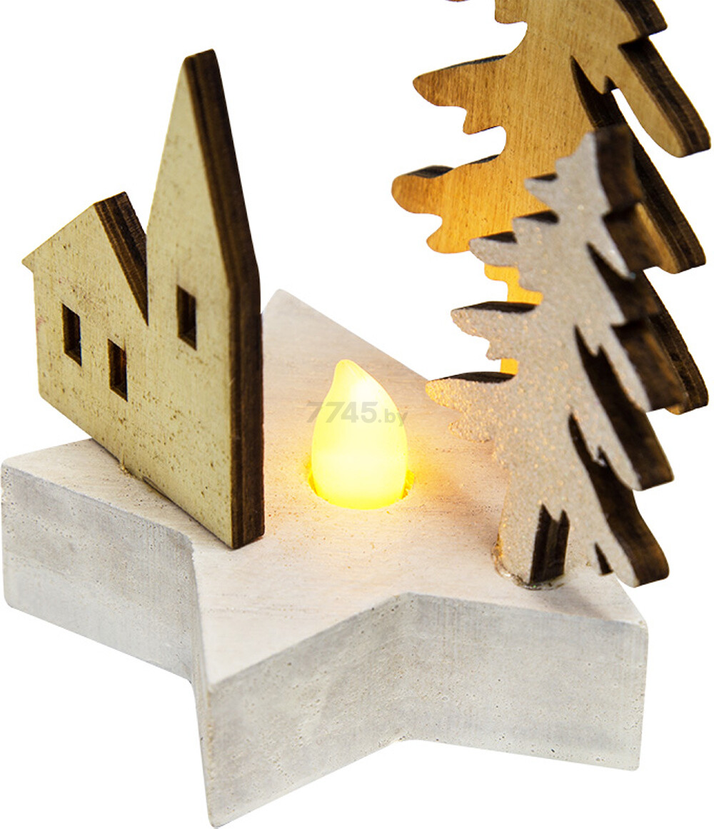 Фигурка деревянная с подсветкой NEON-NIGHT Домик в лесу 10 см (504-043) - Фото 3