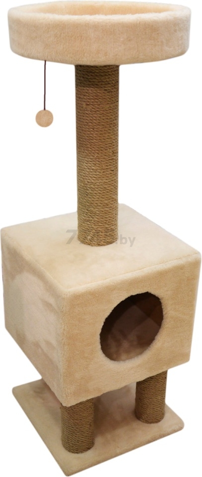 Игровой комплекс для кошек CAT-HOUSE Домик на ножках джут 35×35×105 см бежевый (4810801201683)