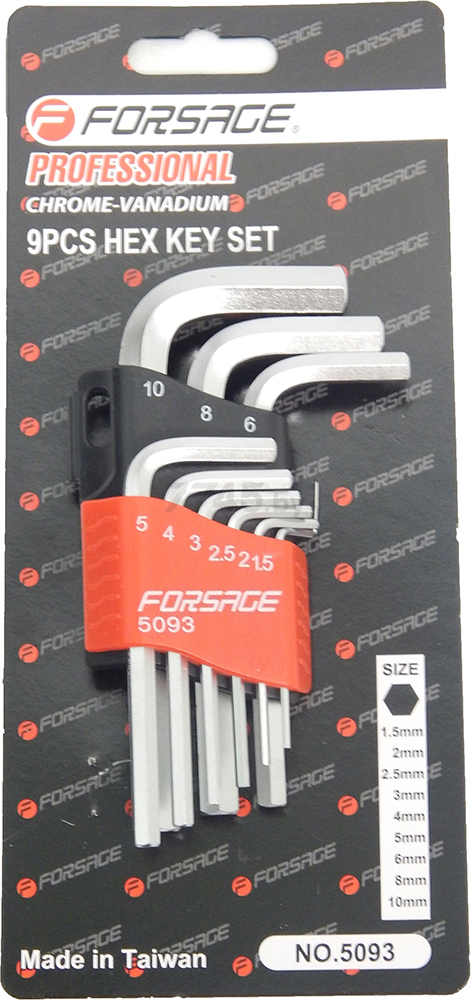 Набор ключей шестигранных 1,5-10 мм 9 предметов FORSAGE (F-5093)
