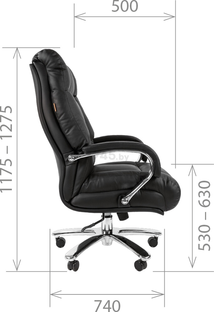 Кресло компьютерное CHAIRMAN 405 кожа черный (00-07029407) - Фото 5