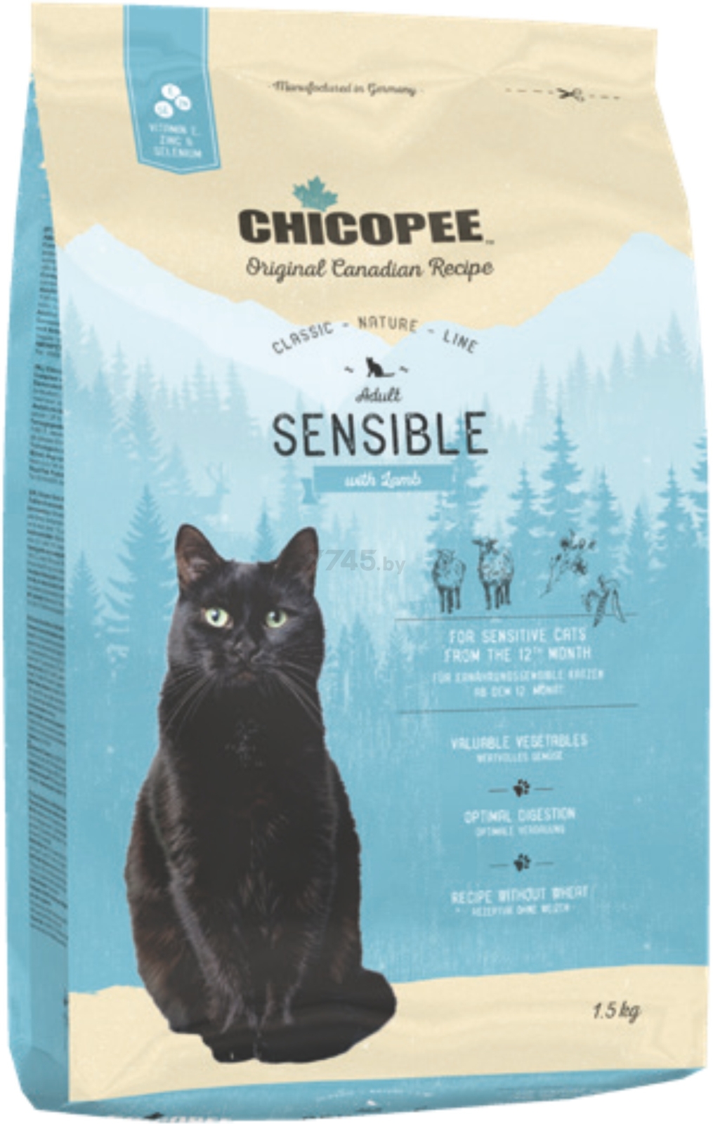 Сухой корм для кошек CHICOPEE CNL Sensible ягненок 1,5 кг (52761015)