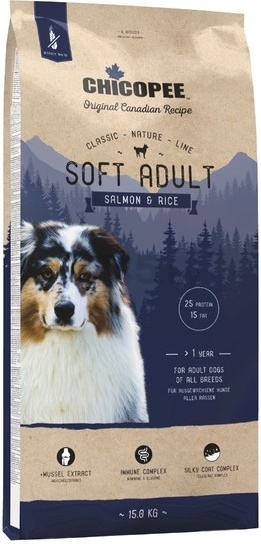 Сухой корм для собак CHICOPEE CNL Soft Adult лосось с рисом 15 кг (8293015)