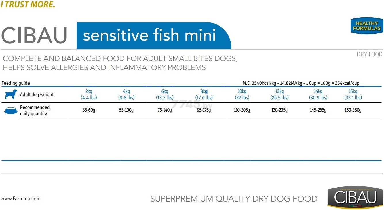 Сухой корм для собак FARMINA Cibau Sensitive Mini рыба 2,5 кг (8010276030962) - Фото 2