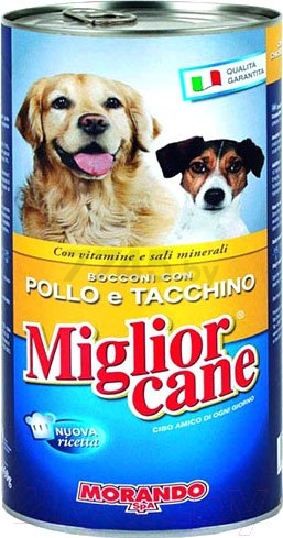 Влажный корм для собак MORANDO Miglior Сlassic Line курица и индейка консервы 1250 г (8007520011549) - Фото 2