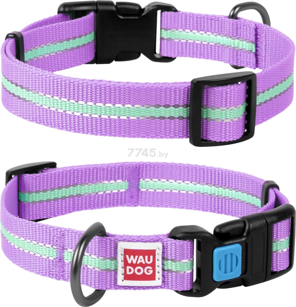 Ошейник для собак COLLAR Waudog Nylon Светонакопительный 20 мм 24-40 см фиолетовый (45639) - Фото 2