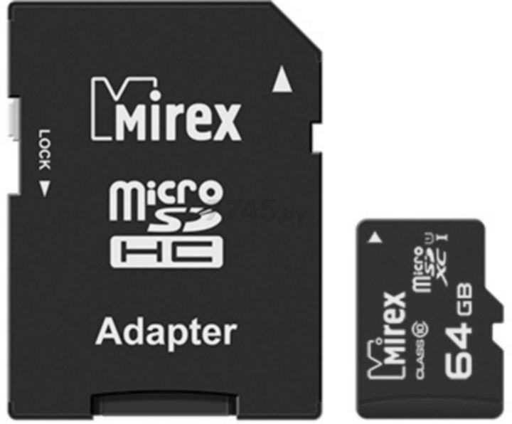 Карта памяти MIREX MicroSDXC 64 Гб Class 10 UHS-I с адаптером SD (13613-AD10SD64) - Фото 2