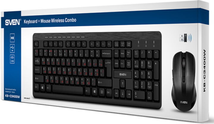 Комплект беспроводной клавиатура и мышь SVEN KB-C3400W Wireless - Фото 16