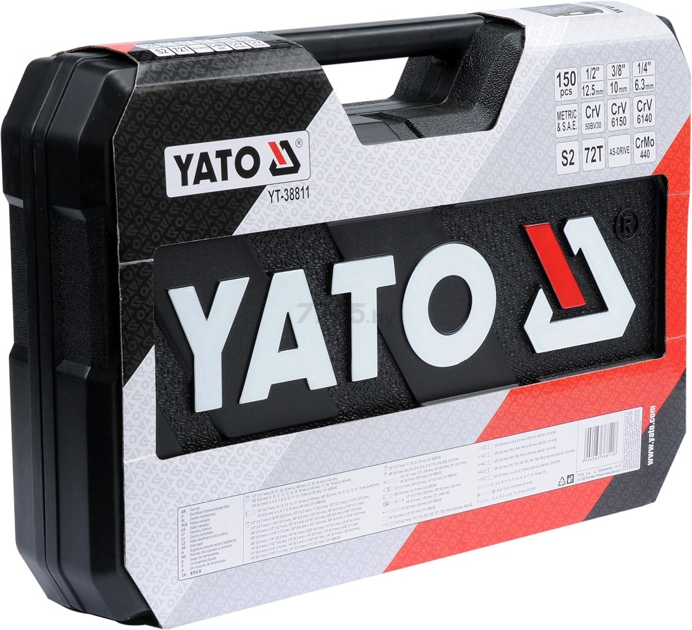 Набор инструментов 1/4", 3/8", 1/2" 6 граней 150 предметов YATO (YT-38811) - Фото 5