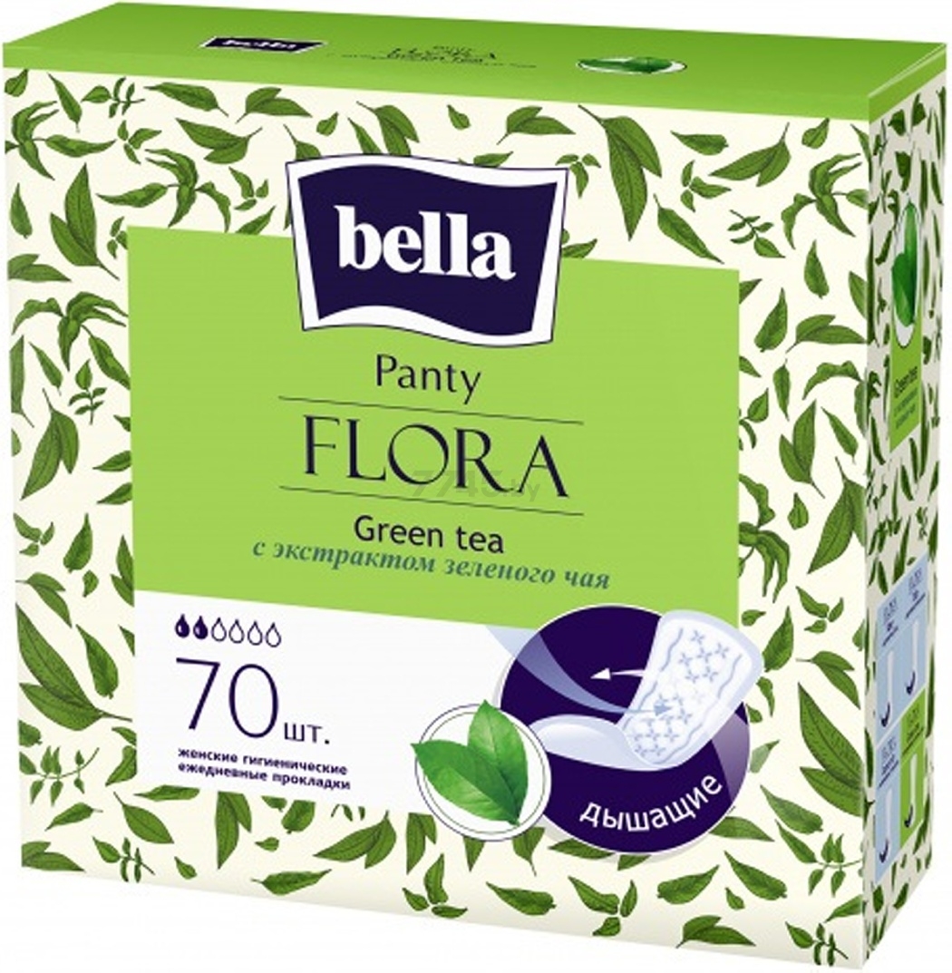 Ежедневные гигиенические прокладки BELLA Flora Green Tea 70 штук (5900516312978)
