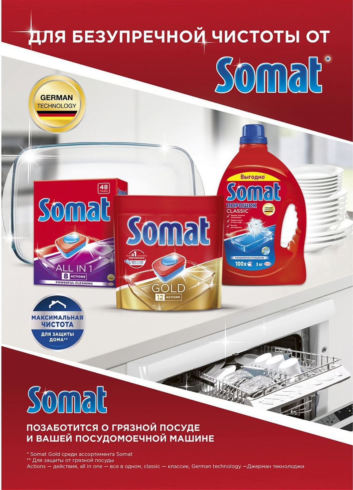 Таблетки для посудомоечных машин SOMAT All in 1 45 штук (9000101406542) - Фото 7
