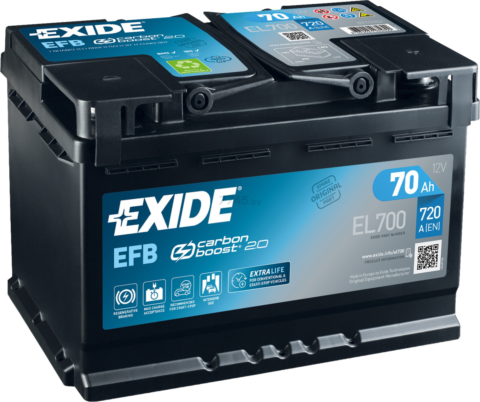Аккумулятор автомобильный EXIDE Start-Stop EFB 70 А·ч (EL700)