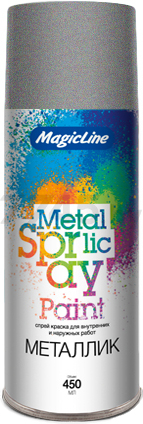 Краска аэрозольная металлик MAGICLINE Metallic Spray серебристый 450 мл (2090)