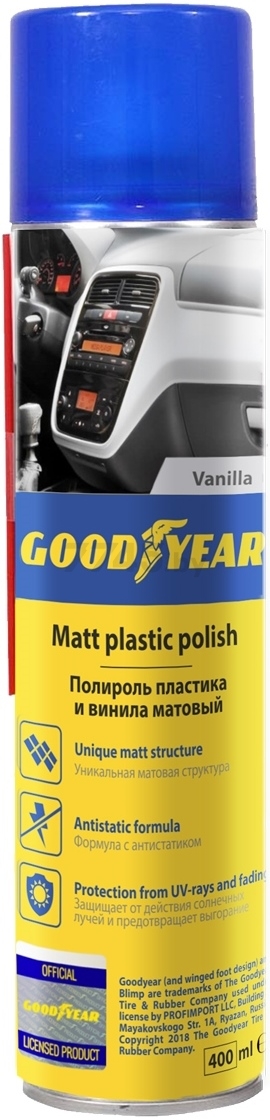 Полироль пластика GOODYEAR Matt plastic polish ваниль 400 мл