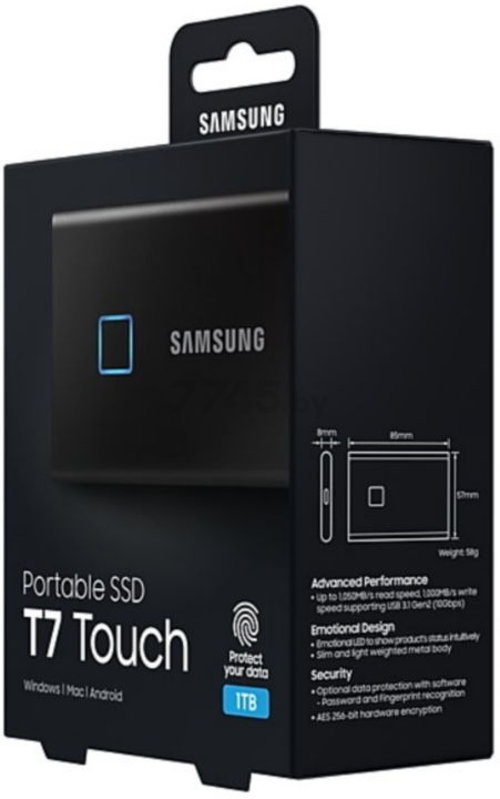 Внешний SSD диск SAMSUNG T7 Touch 1TB Black (MU-PC1T0K/WW) - Фото 6