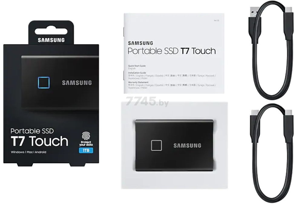 Внешний SSD диск SAMSUNG T7 Touch 1TB Black (MU-PC1T0K/WW) - Фото 5