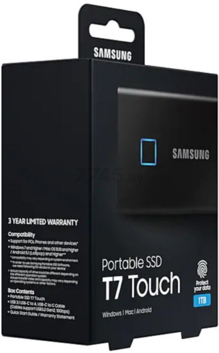 Внешний SSD диск SAMSUNG T7 Touch 1TB Black (MU-PC1T0K/WW) - Фото 7