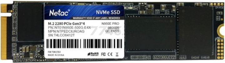 SSD диск Netac N950E Pro M.2 NVMe 500GB (NT01N950E-500G-E4X)