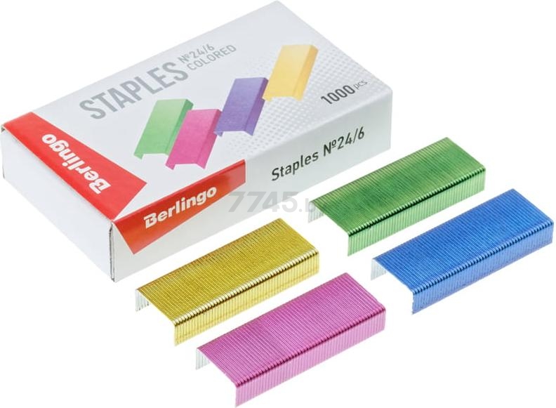 Скобы для степлера BERLINGO №24/6 цветные 1000 штук (SH710)