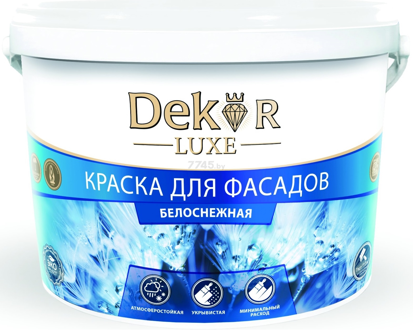 Краска ВД акриловая DEKOR для фасадов белая 14 кг (26-561)