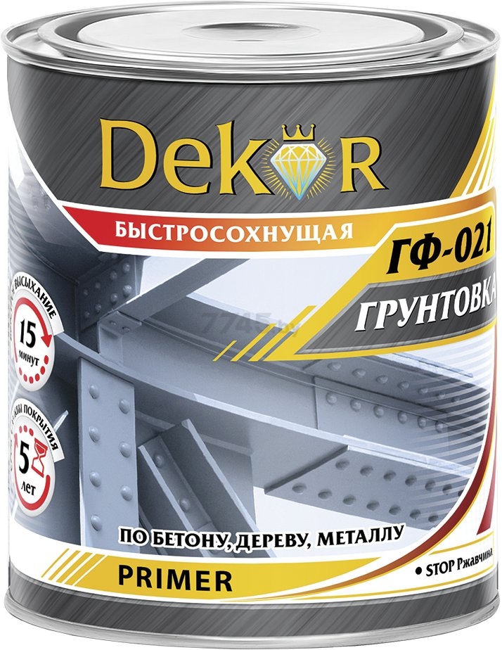 Грунтовка алкидная DEKOR быстросохнущая черная 1,9 кг (63-717)