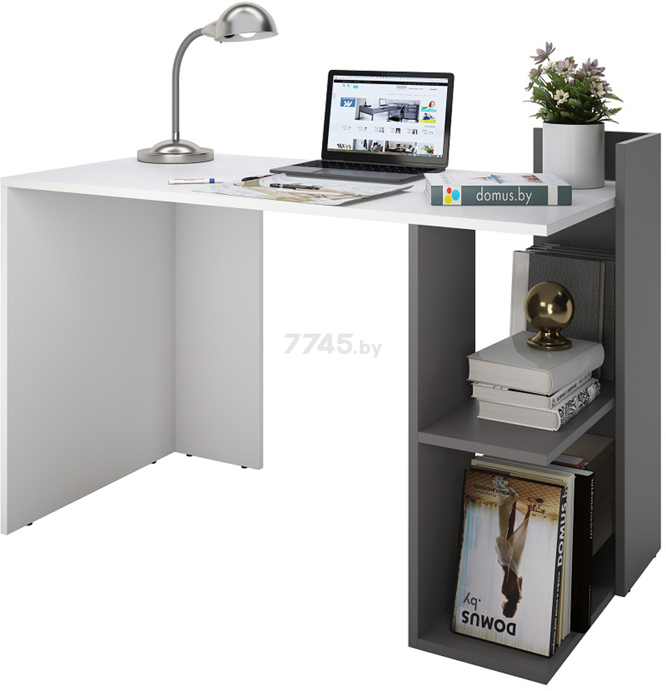 Стол письменный DOMUS СП017 белый/серый правый 120х60х75 см (dms-sp017R-8685-162PE)